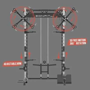 EonfitOmni Power Rack with Cable Crossover, Power Cage Squat Rack for Home Gym with Pulley System LAT Pulldown Free Motion Arms Fitness Machines with for Strength Training