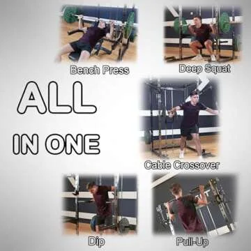 EonfitOmni Power Rack with Cable Crossover, Power Cage Squat Rack for Home Gym with Pulley System LAT Pulldown Free Motion Arms Fitness Machines with for Strength Training