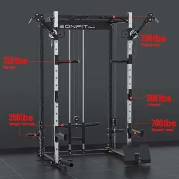 EonfitOmni Power Rack with Cable Crossover, Power Cage Squat Rack for Home Gym with Pulley System LAT Pulldown Free Motion Arms Fitness Machines with for Strength Training