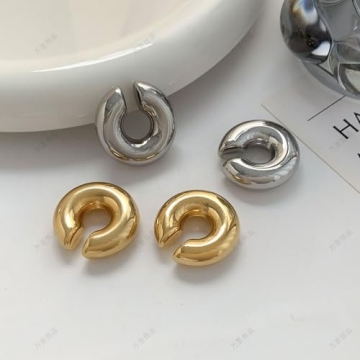 Chunky Gold & Silver Ear Cuff Set for Women