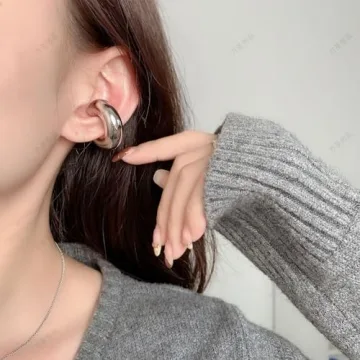 Chunky Gold & Silver Ear Cuff Set for Women