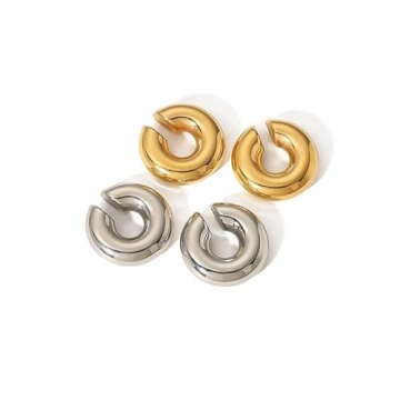Chunky Gold & Silver Ear Cuff Set for Women