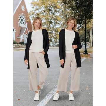 MEROKEETY Women's Long Sleeve Soft Chunky Knit Sweater Open Front Cardigan Outwear with Pockets,Black,Large