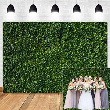 Fanghui 9x6FT Vinyl Natural Green Leaves Grass Picture Photography Backdrop for Spring Summer Weddin...