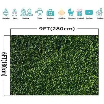 Fanghui 9x6FT Vinyl Natural Green Leaves Grass Picture Photography Backdrop for Spring Summer Wedding Birthday Party Banner Supplies Indoor Outdoor Photo Studio Background Booth Props