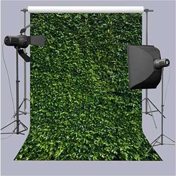 Fanghui 9x6FT Vinyl Natural Green Leaves Grass Picture Photography Backdrop for Spring Summer Wedding Birthday Party Banner Supplies Indoor Outdoor Photo Studio Background Booth Props