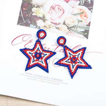 Handmade Beaded Patriotic Earrings for 4th of July