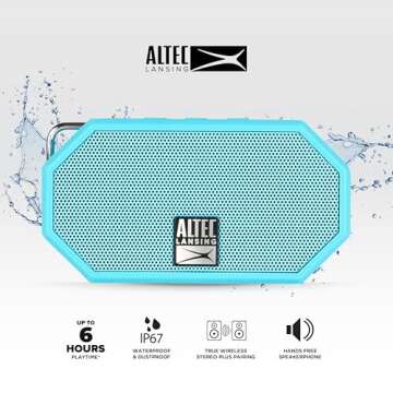 Altec Lansing Mini H2O - Waterproof Bluetooth Speaker, IP67 Certified & Floats in Water, Compact & P...
