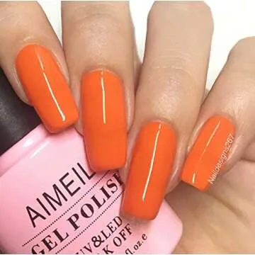 AIMEILI Soak Off U V LED Gel Nail Polish - Orange Sweetie (027) 10ml