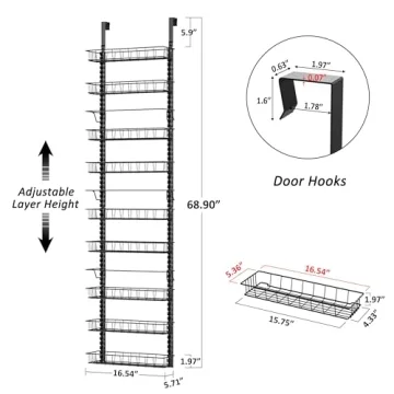 Churboro Pantry Organizer Rack | 9 Adjustable Baskets