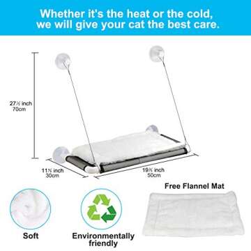 Cat Window Perch, Cat Hammock Window Seat w/Free Fleece Blanket 2025 Latest Screw Suction Cups Extra...