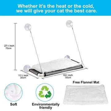 Cat Window Perch, Cat Hammock Window Seat w/Free Fleece Blanket 2025 Latest Screw Suction Cups Extra...