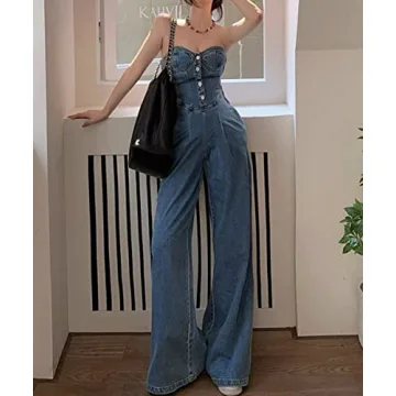 Trendy Women's High Rise Denim Jumpsuit for All Occasions