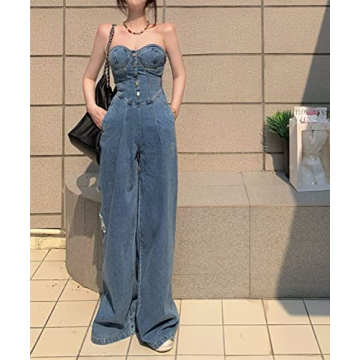 Trendy Women's High Rise Denim Jumpsuit for All Occasions