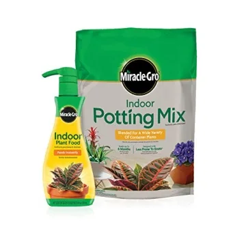 Miracle-Gro Indoor Potting Mix (6 qt.) and Indoor Plant Food (8 oz.) - Bundle for Growing and Fertil...