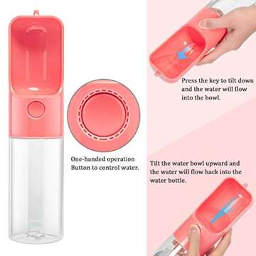 Esing Dog Water Bottle Dispenser,Water Bottle for Dogs,Portable Dog Water Bottles for Walking Travel Pet Doggie Drinking Cup 15oz (Pink)