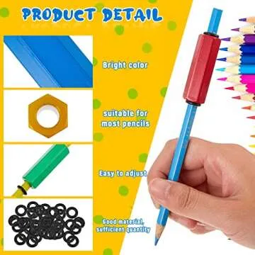 Chinco 6 Pieces Pencil Weights Kit Handwriting Aid Metal Pencil Weights Weighted Holder for Handwriting Autism Learning Materials(Red, Yellow, Blue, Green, Pink, Purple)