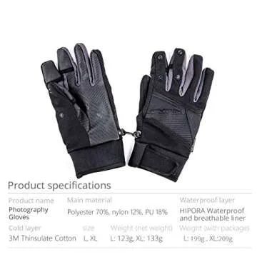 PGYTECH Mavic 3 Photography Gloves Waterproof Windproof Winter Thermal Gloves Touch Screen Multifunction Gloves for Outdoor Mountaineering Ski Fishing Outdoor Sport- for Women and Men (XL(133g))