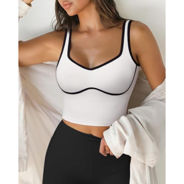 SUUKSESS Women's Longline Padded Sports Bra Crop Top