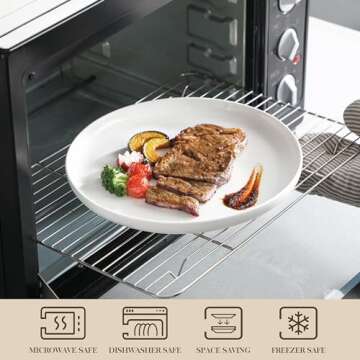 MALACASA Plates and Bowls Sets, 24 Pieces Modern Porcelain Dinnerware Set for 6 Ceramic Dishware Dishes White Kitchen Dinner Dining Ware Set Microwave and Dishwasher Safe, Series LUNA