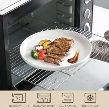 MALACASA Plates and Bowls Sets, 24 Pieces Modern Porcelain Dinnerware Set for 6 Ceramic Dishware Dishes White Kitchen Dinner Dining Ware Set Microwave and Dishwasher Safe, Series LUNA