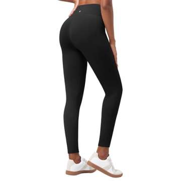 Willit Women's Fleece Lined Leggings Thermal Winter Pants Warm Yoga Running Tights High Waisted with Pockets V-Cross Black M