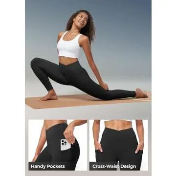 Willit Women's Fleece Lined Leggings Thermal Winter Pants Warm Yoga Running Tights High Waisted with Pockets V-Cross Black M