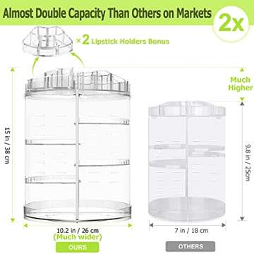 Boxalls Makeup Organizer Rotating, 8-Layer Large Capacity Cosmetics Organizer, 360 Adjustable Skincare Spinning Stand, Clear Makeup Carousel for Vanity, Countertop -Plus Size