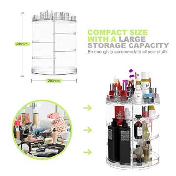 Boxalls Makeup Organizer Rotating, 8-Layer Large Capacity Cosmetics Organizer, 360 Adjustable Skincare Spinning Stand, Clear Makeup Carousel for Vanity, Countertop -Plus Size