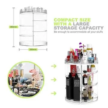 Boxalls Makeup Organizer Rotating, 8-Layer Large Capacity Cosmetics Organizer, 360 Adjustable Skincare Spinning Stand, Clear Makeup Carousel for Vanity, Countertop -Plus Size