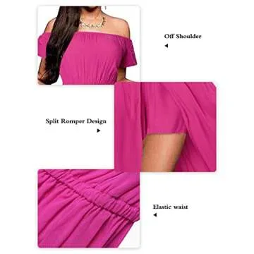 BIUBIU Women's Off Shoulder Floral Rayon Party Split Maxi Romper Dress Long Summer Beach Sundress