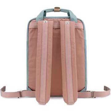 Himawari Backpack/Travel Backpack for Women 14.9" College Vintage Waterproof Bag ， Work Backpack for 14inch Laptop(-HIM-01#pink&blue)