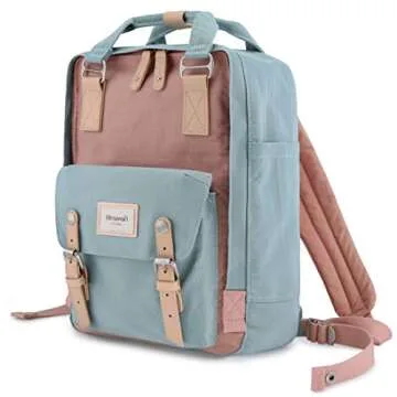 Himawari Backpack/Travel Backpack for Women 14.9" College Vintage Waterproof Bag ， Work Backpack for 14inch Laptop(-HIM-01#pink&blue)