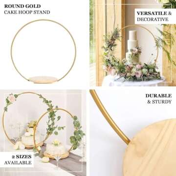 Efavormart Round Wedding Arch Cake Stand, Metal Floral Centerpieces Display - 33"