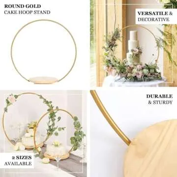 Efavormart Round Wedding Arch Cake Stand, Metal Floral Centerpieces Display - 33"