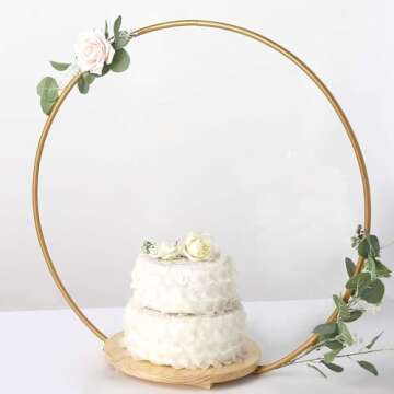 Efavormart Round Wedding Arch Cake Stand, Metal Floral Centerpieces Display - 33"