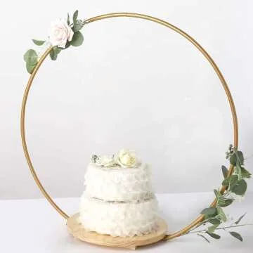 Efavormart Round Wedding Arch Cake Stand, Metal Floral Centerpieces Display - 33"