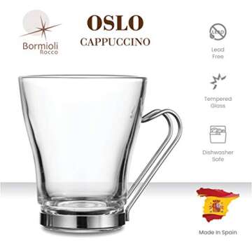 Bormioli Rocco OSLO Glass Coffee Mug Pack - Stylish & Durable