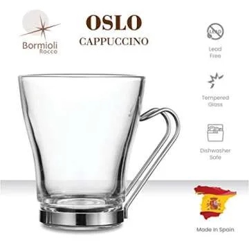 Bormioli Rocco OSLO Glass Coffee Mug Pack - Stylish & Durable