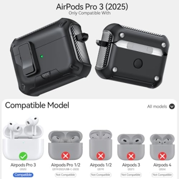 JOREMX for AirPods Pro 3 Case (2025) with Phone Stand, Military Hard Case with Lock Design Protectio...