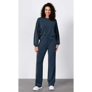 ODODOS Women's Modal Soft Wide Leg Pants with Pockets Adjustable Shockcord High Waist Casual Lounge ...