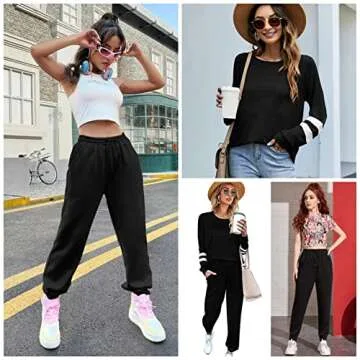 Ekouaer Sweatsuits Womens Loungewear Set Tracksuit Long Sleeve Pajamas Set with Pockets 2 Piece Outfits Lounge Sets Black XX-Large