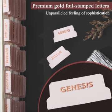 Laminated Bible Tabs (Gold Foil Stamped Lettering), Bible Journaling Supplies, Bible Book Tabs, Chri...