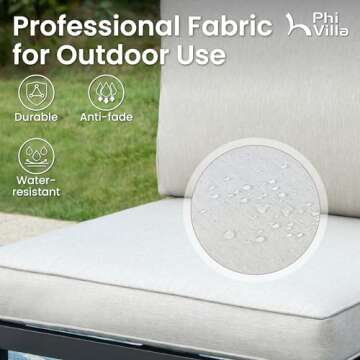 PHI VILLA 6-Piece Metal Outdoor Sectional Sofa Sets Wrought Iron Patio Loveseat Conversation Sets with Coffee Table & Cushions Garden Furniture Sets, Light Grey