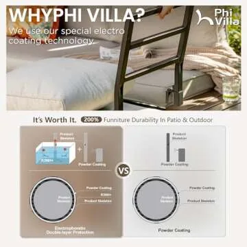 PHI VILLA 6-Piece Metal Outdoor Sectional Sofa Sets Wrought Iron Patio Loveseat Conversation Sets with Coffee Table & Cushions Garden Furniture Sets, Light Grey