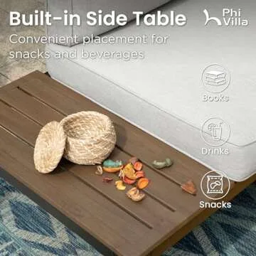 PHI VILLA 6-Piece Metal Outdoor Sectional Sofa Sets Wrought Iron Patio Loveseat Conversation Sets with Coffee Table & Cushions Garden Furniture Sets, Light Grey