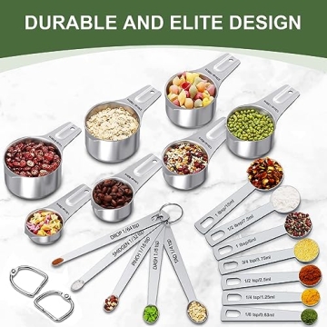 Stainless Steel Measuring Cup & Spoon Set - 21 Pieces