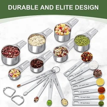 Stainless Steel Measuring Cup & Spoon Set - 21 Pieces
