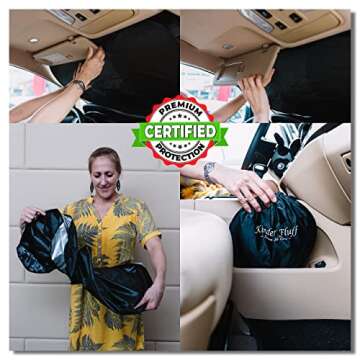 kinder Fluff Windshield Sunshade | Reflective & Foldable Windshield Sun Cover & 99% UV Rays Block | Car Window & Car Interior Accessories Sunshades for Windscreen & Dashboard Sun Heat - S (59x28in)