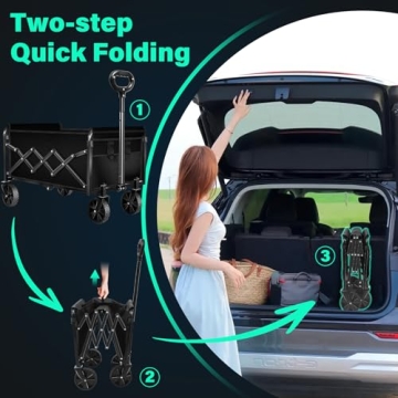 Heavy Duty Folding Utility Wagon Cart - Collapsible & Portable